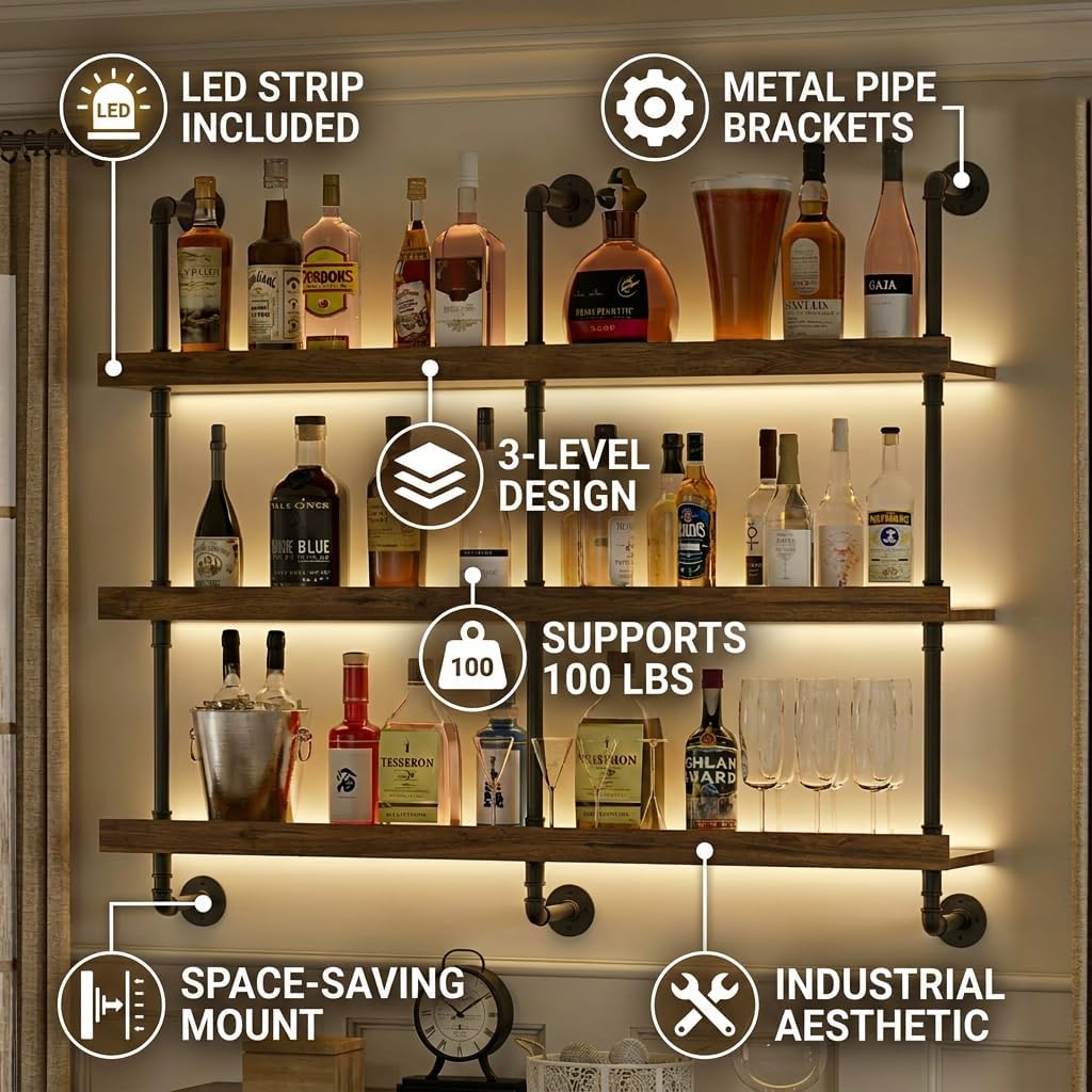 Wall Mounted Wine Rack With LE - Commercial Kitchen Lights ulasan dan harga